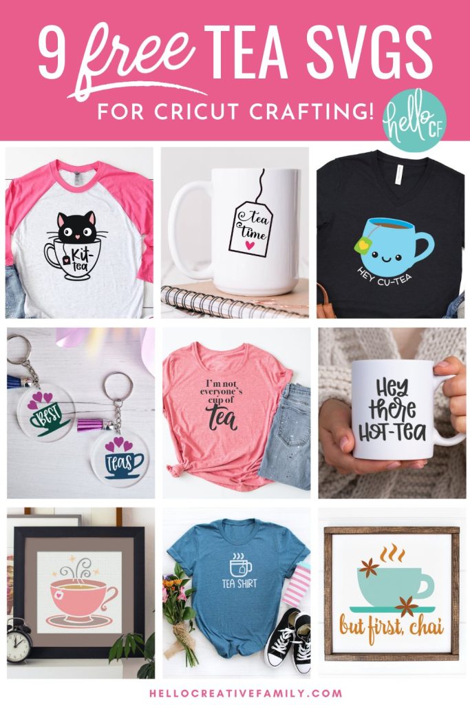 Love tea? Whether your tea of choice is Chai Tea, Early Grey or Chamomile we've got you covered with 9 free Tea SVG Files that are perfect for tea lovers! Use them to make DIY mugs, shirts, home decor and more using your Cricut Maker, Cricut Explore, Cricut Joy or other electronic cutting machine!