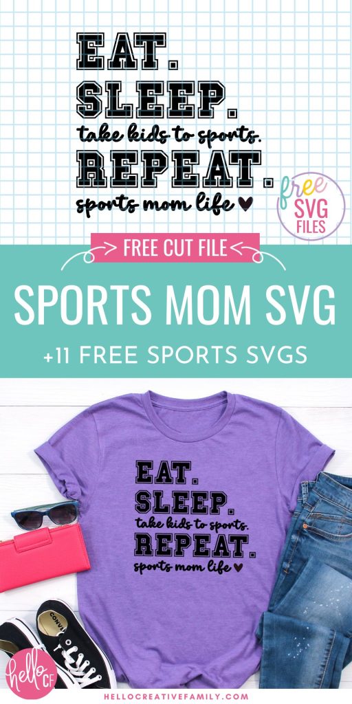 If you have friends and family who are sports lovers and you have a Cricut cutting machine you will not want to miss this! 11 Free Sports SVGs to use for making t-shirts, hoodies, mugs, water bottles, car decals and so much more using your Cricut Maker, Cricut Explore or Cricut Joy!