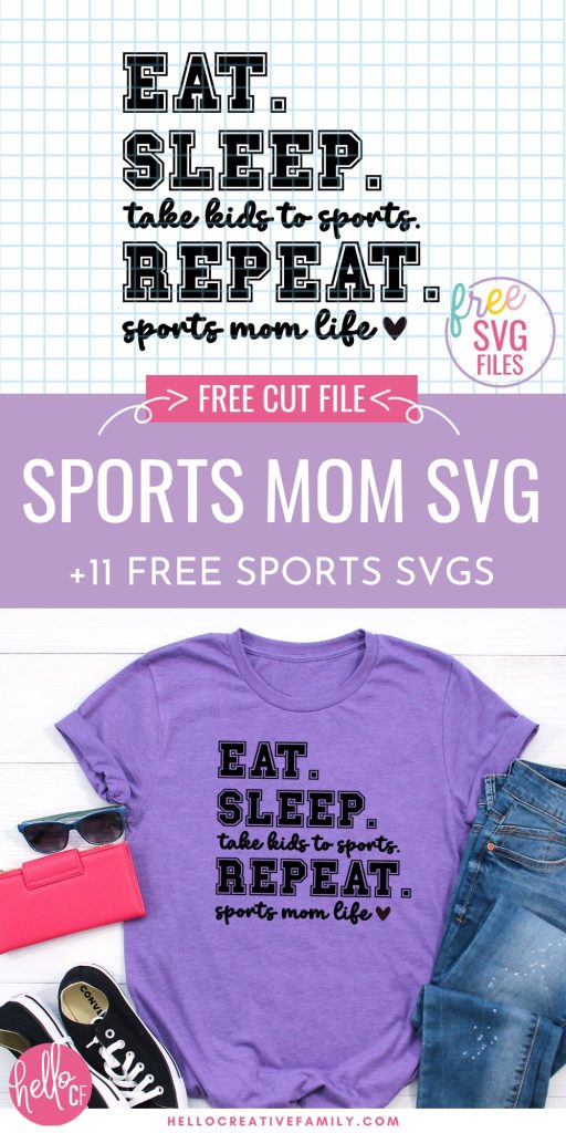 If you have friends and family who are sports lovers and you have a Cricut cutting machine you will not want to miss this! 11 Free Sports SVGs to use for making t-shirts, hoodies, mugs, water bottles, car decals and so much more using your Cricut Maker, Cricut Explore or Cricut Joy!