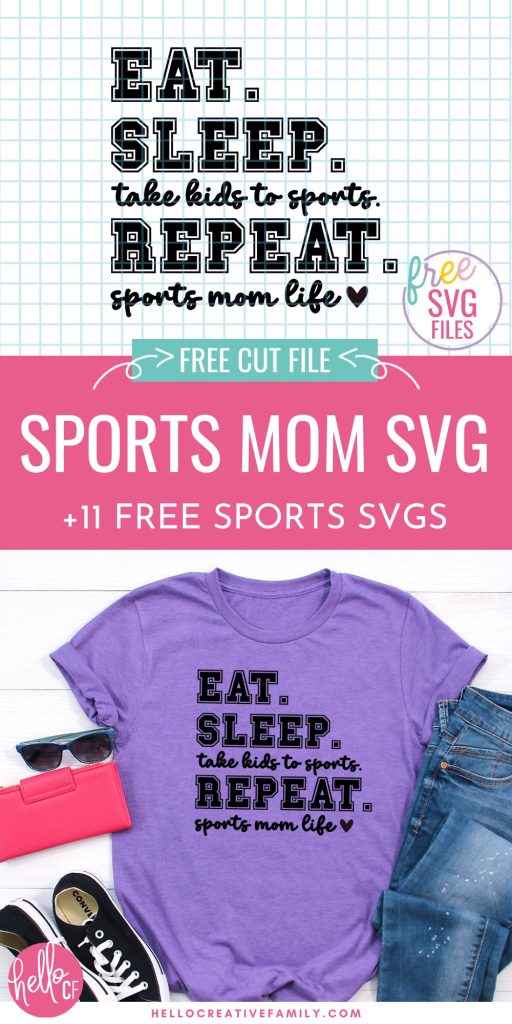 If you have friends and family who are sports lovers and you have a Cricut cutting machine you will not want to miss this! 11 Free Sports SVGs to use for making t-shirts, hoodies, mugs, water bottles, car decals and so much more using your Cricut Maker, Cricut Explore or Cricut Joy! 