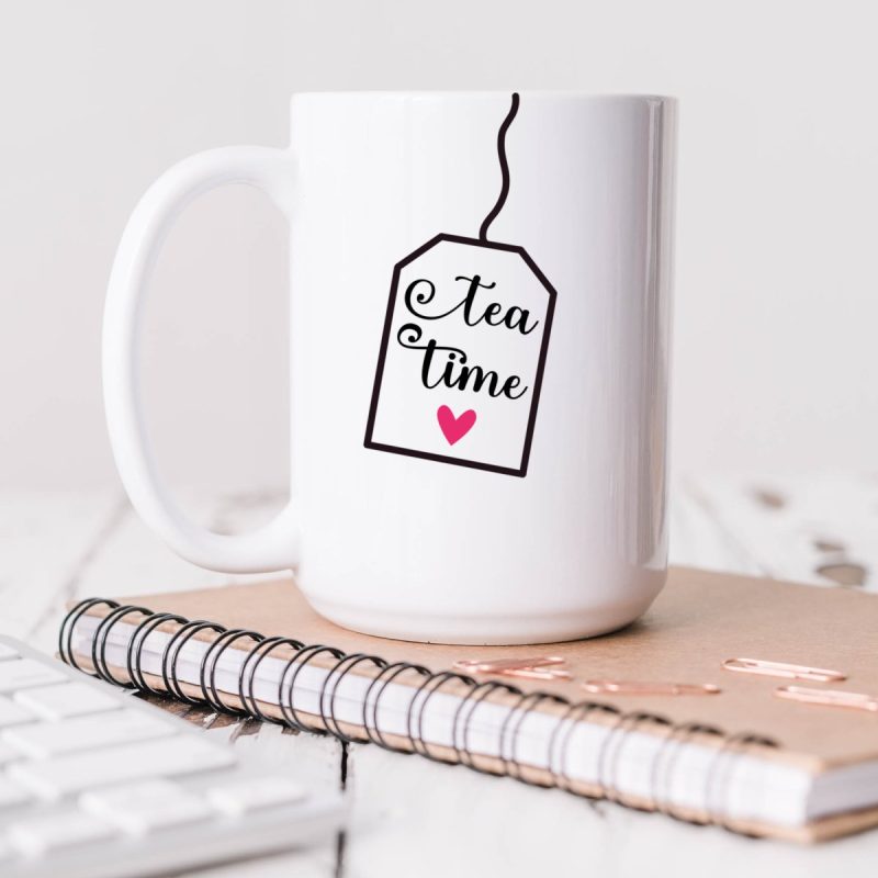 DIY Mug that reads "Tea Time"
