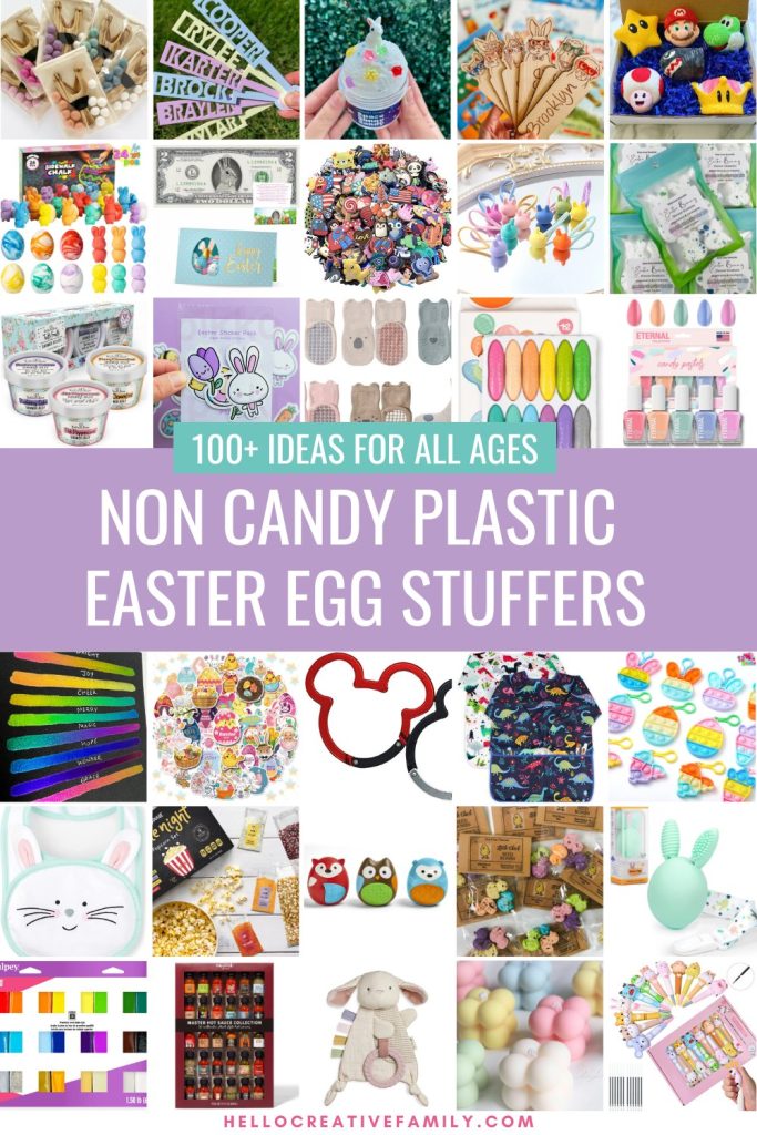 Looking for some candy free Easter basket ideas? Get creative with your these non candy plastic Easter egg stuffers ideas that kids will love! Includes Easter ideas for babies, toddlers, kids, tweens, teens and even adults along with where to find plastic Easter eggs in a variety of sizes!