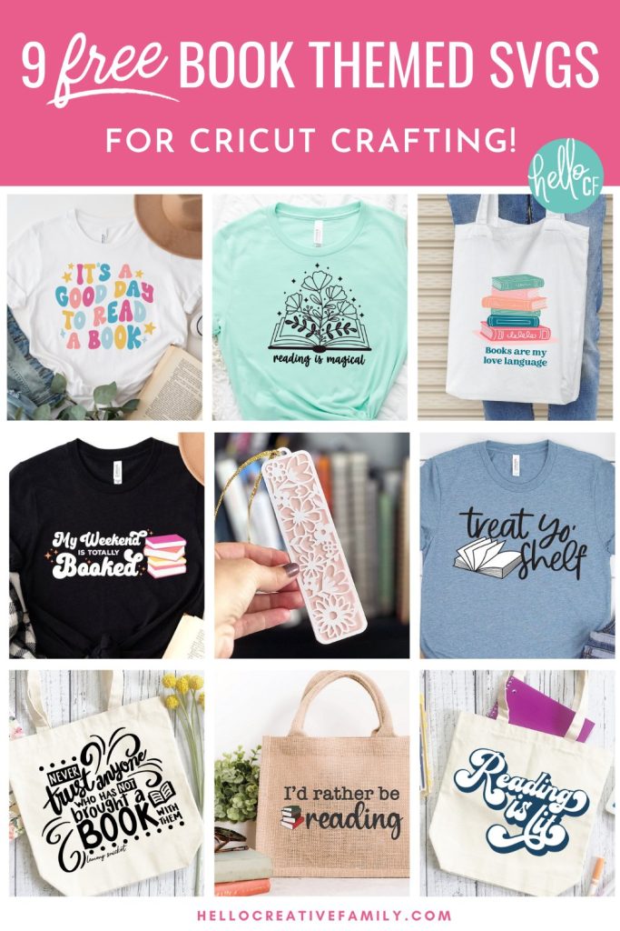 Book lovers this one is for you! If you love reading you won't want to miss these 9 free book SVG files! This collection includes book themed cut files for Cricut crafting including a Reading Is Magical Floral Book design! Use to make book bags, t-shirts, sweatshirts, stickers and so much more!