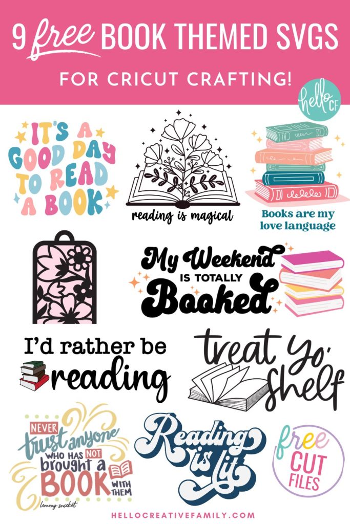 Book lovers this one is for you! If you love reading you won't want to miss these 9 free book SVG files! This collection includes book themed cut files for Cricut crafting including a Reading Is Magical Floral Book design! Use to make book bags, t-shirts, sweatshirts, stickers and so much more!