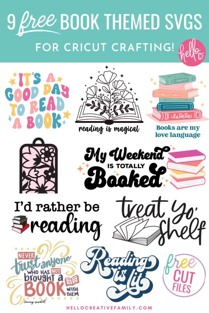 Book lovers this one is for you! If you love reading you won't want to miss these 9 free book SVG files! This collection includes book themed cut files for Cricut crafting including a Reading Is Magical Floral Book design! Use to make book bags, t-shirts, sweatshirts, stickers and so much more!