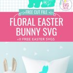 Make Easter crafts with your Cricut with these 11 free Easter SVG Files! Perfect for making throw pillows, Easter shirts, Easter tote bags, front door signs and so much more using your Cricut cutting machine. Includes a pretty floral Easter Bunny SVG!
