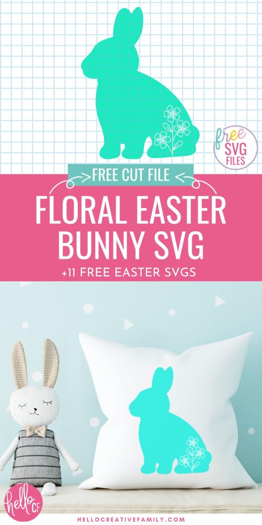 Make Easter crafts with your Cricut with these 11 free Easter SVG Files! Perfect for making throw pillows, Easter shirts, Easter tote bags, front door signs and so much more using your Cricut cutting machine. Includes a pretty floral Easter Bunny SVG!