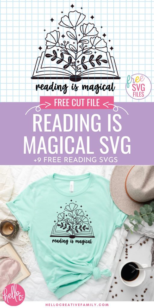 Book lovers this one is for you! If you love reading you won't want to miss these 9 free book SVG files! This collection includes book themed cut files for Cricut crafting including a Reading Is Magical Floral Book design! Use to make book bags, t-shirts, sweatshirts, stickers and so much more!