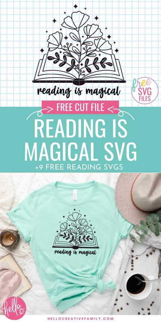 Book lovers this one is for you! If you love reading you won't want to miss these 9 free book SVG files! This collection includes book themed cut files for Cricut crafting including a Reading Is Magical Floral Book design! Use to make book bags, t-shirts, sweatshirts, stickers and so much more!