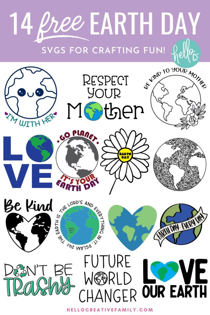 Collage of 14 free Earth Day SVG Files