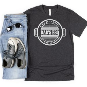 Grey tshirt with bbq girl and Dad's BBQ on the front.