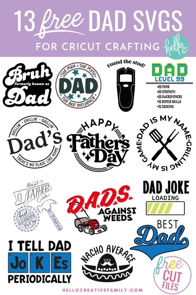 Making a handmade gift for Dad using your Cricut? We've got you covered! These 13 Free Dad SVG Files are perfect for making Father's Day, birthday and Christmas gifts for Dad! Use them for hats, shirts, aprons, hoodies and so much more! Includes a Bruh Formerly Known As Dad SVG that has us feeling all those dad life feels.