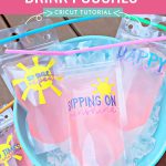 Celebrate summer with a cool beverage! Learn how to make DIY Color Changing Drink Pouches using Cricut color changing vinyl! These drink pouches are reusable and decorated with the cutest summer SVG files! A fun and easy Cricut summer craft project that you can make with your Cricut Maker, Cricut Explore Air or Cricut Joy!