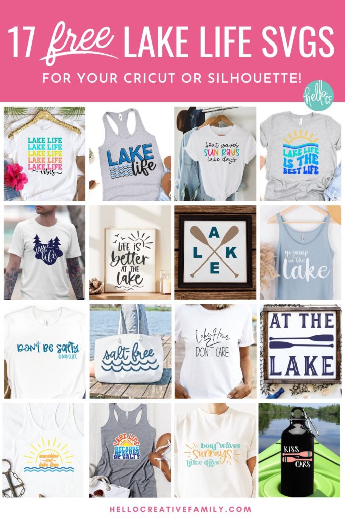 Get ready for summer and spending time at the beach, cottage or cabin with these 17 free Lake SVG Files including a Lake Life Vibes cut file and a Lake Life Is The Best Life SVG! Make t-shirts, tank tops, hats, beach bags, mugs and all kinds of DIY summer gear using these free lake cut files and your Cricut Maker, Cricut Explore or Cricut Joy!