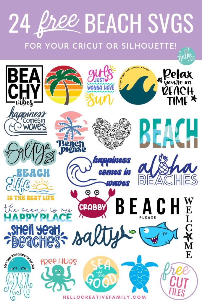 Get ready for summers at the lake or ocean by downloading these free beach SVGs for summer Cricut crafting fun! These designs are too stinking cute and perfect for making DIY t-shirts, tank tops, beach bags, wine tumblers and more for summer! Includes a Beachy Vibes SVG and a Girls Just Wanna Have Sun design for all of the 80's music lovers along with 24 free beach cut files!
