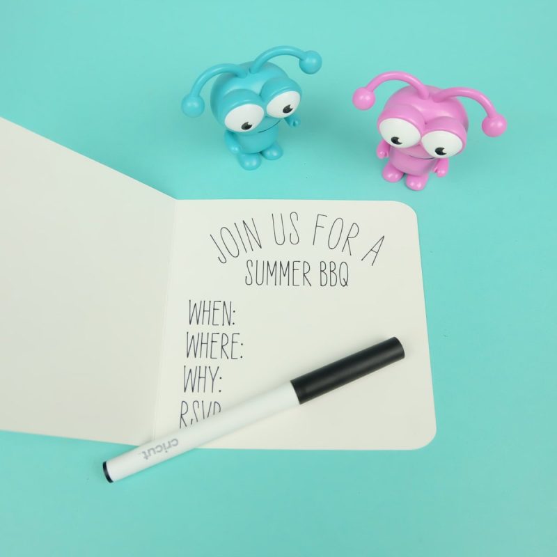 Use your pen to write with your Cricut. Cricut pen, invitation and Cricut cuties