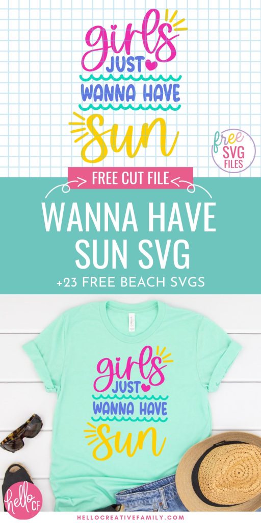 Get ready for summers at the lake or ocean by downloading these free beach SVGs for summer Cricut crafting fun! These designs are too stinking cute and perfect for making DIY t-shirts, tank tops, beach bags, wine tumblers and more for summer! Includes a Beachy Vibes SVG and a Girls Just Wanna Have Sun design for all of the 80's music lovers along with 24 free beach cut files!