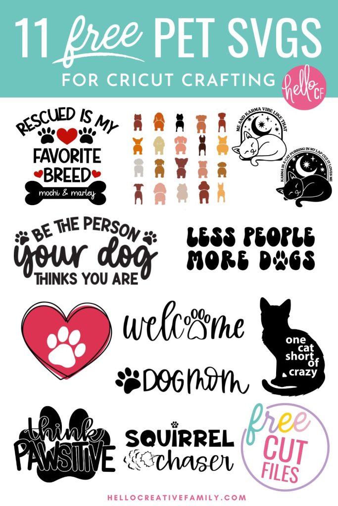 Get ready to create paw-sitively adorable Cricut crafts with with 11 FREE Pet SVG files! Get your paws on these free designs now including 'Rescued Is My Favorite Breed' which you can customize with your pet's name!