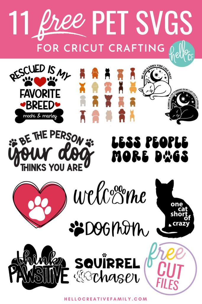 Get ready to create paw-sitively adorable Cricut crafts with with 11 FREE Pet SVG files! Get your paws on these free designs now including 'Rescued Is My Favorite Breed' which you can customize with your pet's name!