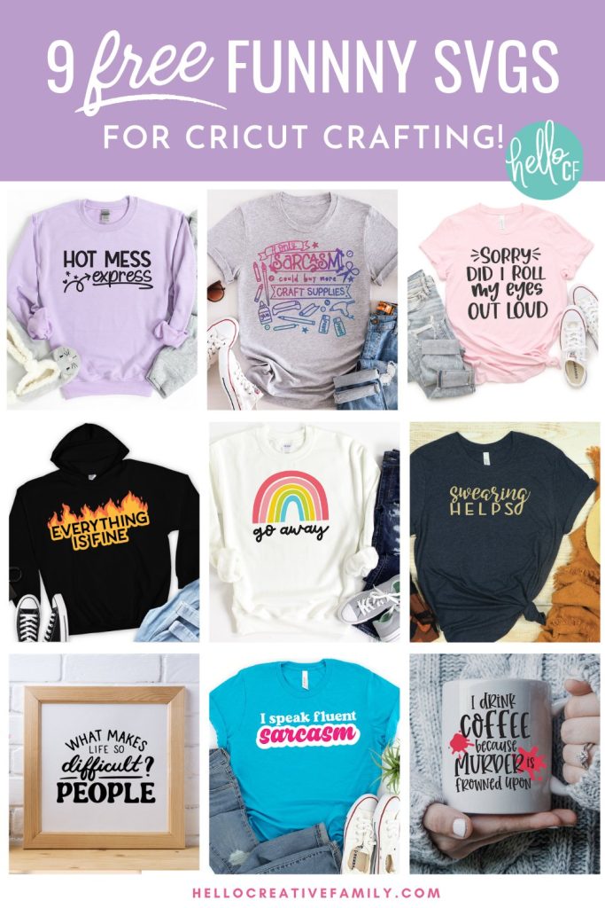 Get ready to tickle that funny bone! We've got 9 Free Sarcastic and Funny SVG files for you to use with your Cricut cutting machine including a Hot Mess Express SVG! Use these designs to make shirts, hoodies, mugs, stickers and so much more!