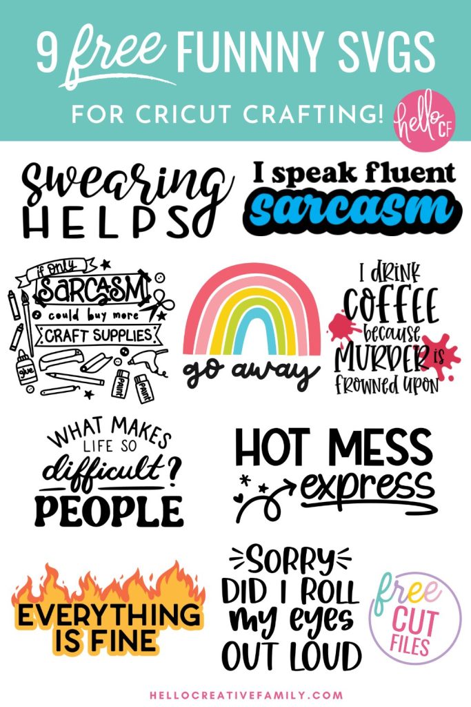 Get ready to tickle that funny bone! We've got 9 Free Sarcastic and Funny SVG files for you to use with your Cricut cutting machine including a Hot Mess Express SVG! Use these designs to make shirts, hoodies, mugs, stickers and so much more!