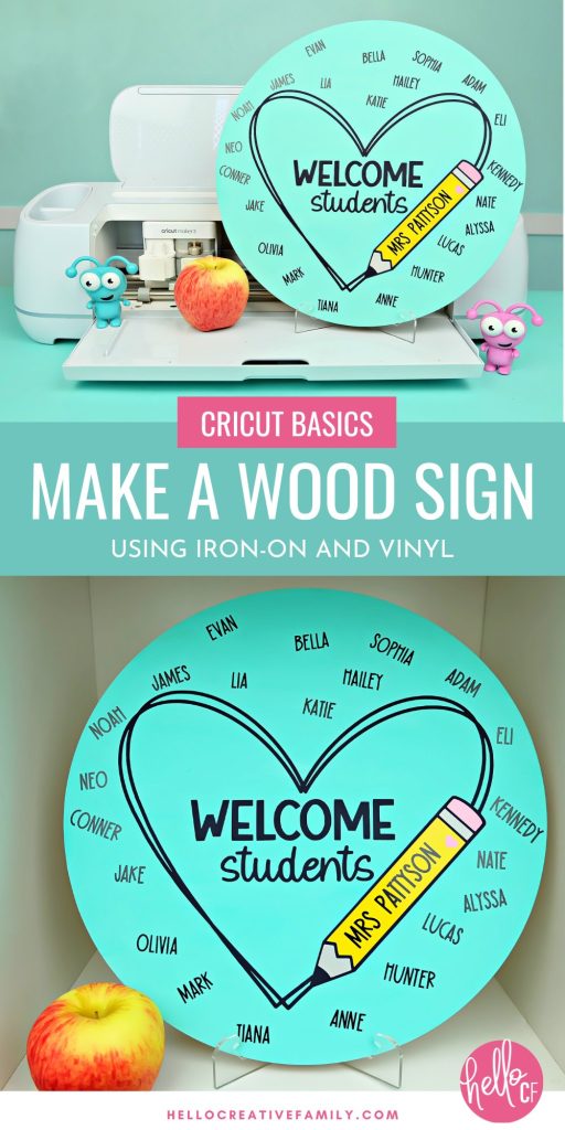 Discover the joy of making personalized wood signs with vinyl, HTV and your Cricut cutting machine! We're sharing a step-by-step tutorial for combining these two popular Cricut materials onto one project-- A classroom sign that any teacher will love!