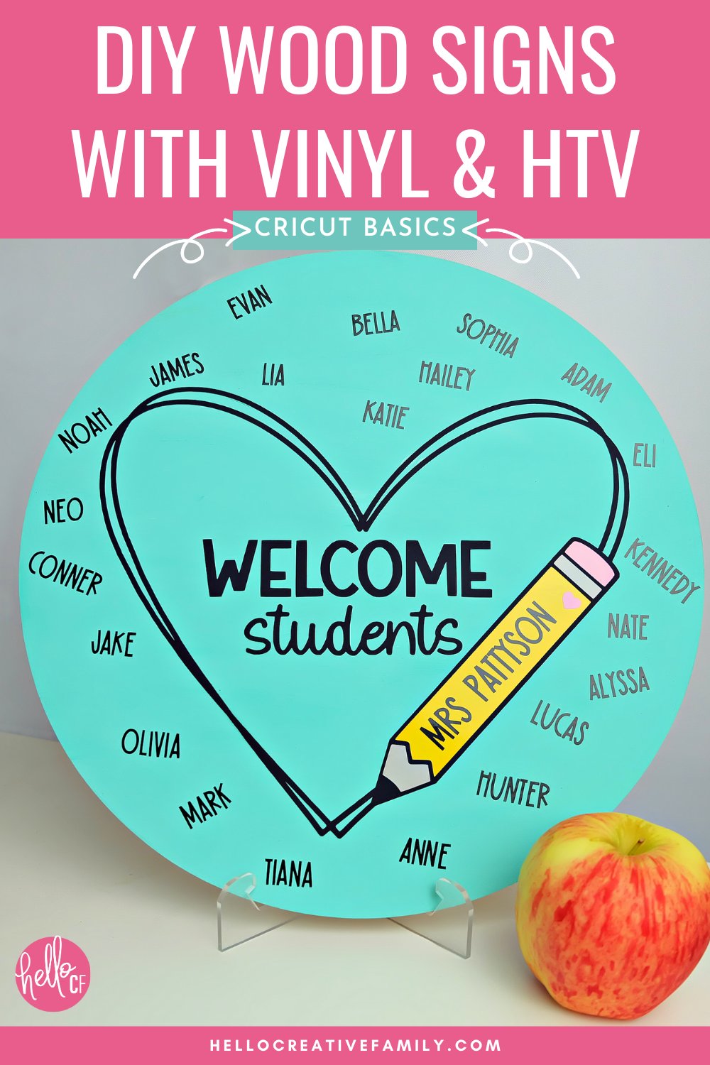 Discover the joy of making personalized wood signs with vinyl, HTV and your Cricut cutting machine! We're sharing a step-by-step tutorial for combining these two popular Cricut materials onto one project-- A classroom sign that any teacher will love!