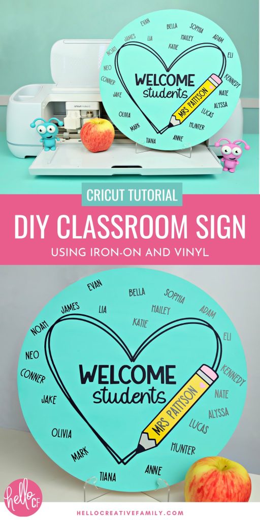 Discover the joy of making personalized wood signs with vinyl, HTV and your Cricut cutting machine! We're sharing a step-by-step tutorial for combining these two popular Cricut materials onto one project-- A classroom sign that any teacher will love!