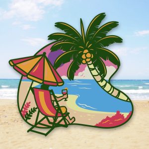 On the Beach Layered Paper Craft SVG From The Bearded Housewife