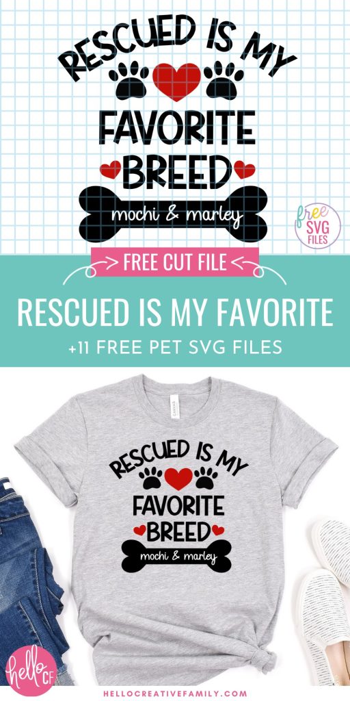 Get ready to create paw-sitively adorable Cricut crafts with with 11 FREE Pet SVG files! Get your paws on these free designs now including 'Rescued Is My Favorite Breed' which you can customize with your pet's name!