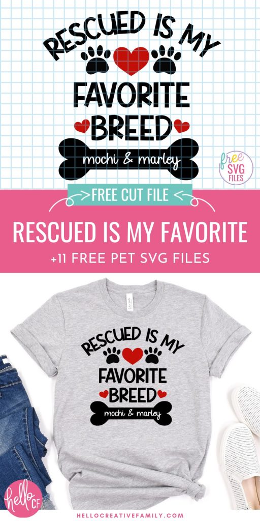 Get ready to create paw-sitively adorable Cricut crafts with with 11 FREE Pet SVG files! Get your paws on these free designs now including 'Rescued Is My Favorite Breed' which you can customize with your pet's name!