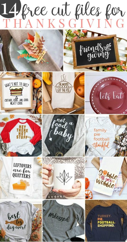 Collage of 14 Free Thanksgiving SVG Files