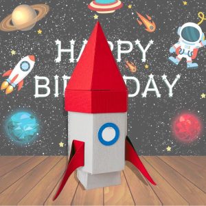 3D Rocket Gift Box SVG From Dinosaur Mama