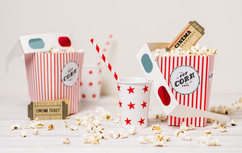 Family Christmas Movie Night Popcorn, glasses, movie tickets and more!