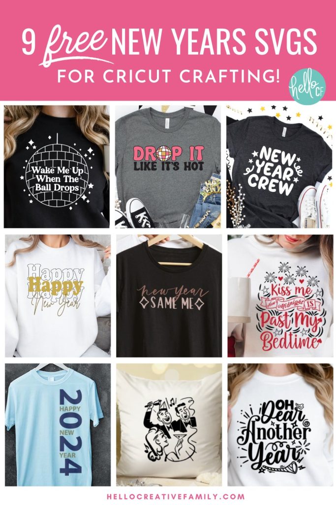 Get ready for New Year's Eve fun! We're sharing 9 free New Year's Eve SVG files including Wake Me Up When The Ball Drops! Use these cut files with your Cricut to make New Year's Eve shirts, sweatshirts, throw pillows, holiday decor and more with your Cricut cutting machine!