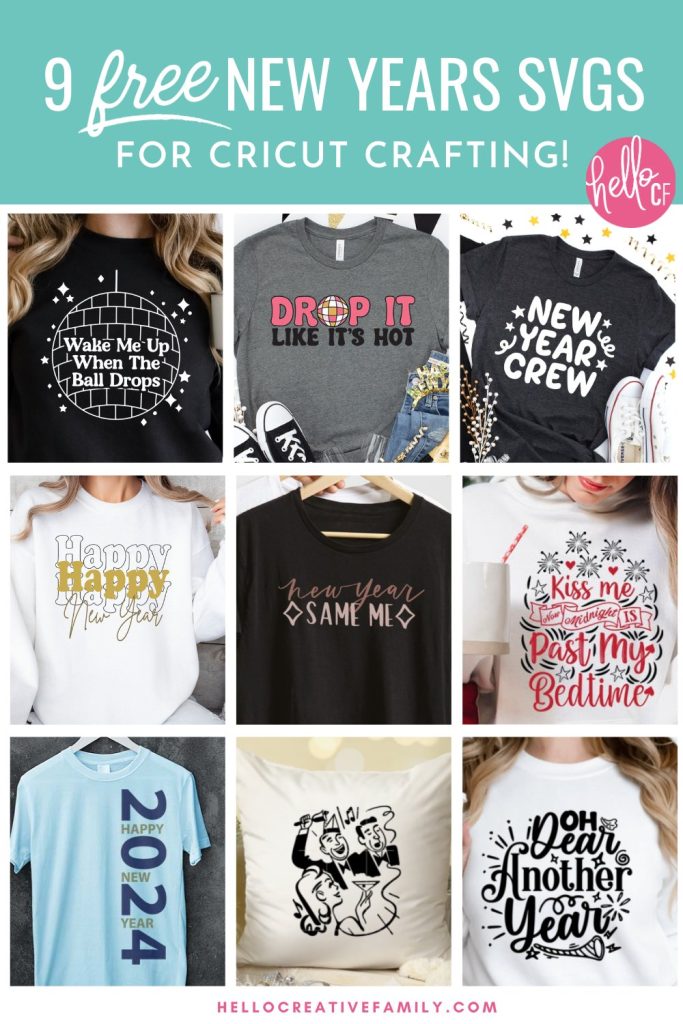 Get ready for New Year's Eve fun! We're sharing 9 free New Year's Eve SVG files including Wake Me Up When The Ball Drops! Use these cut files with your Cricut to make New Year's Eve shirts, sweatshirts, throw pillows, holiday decor and more with your Cricut cutting machine!