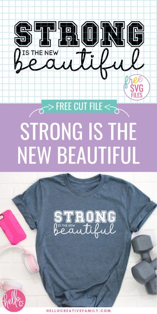 Working out is about so much more than the number on the scale! Download our Strong Is The New Beautiful SVG along with 10 Free Gym SVG Files that you can use to make gym gear using your Cricut cutting machine!
