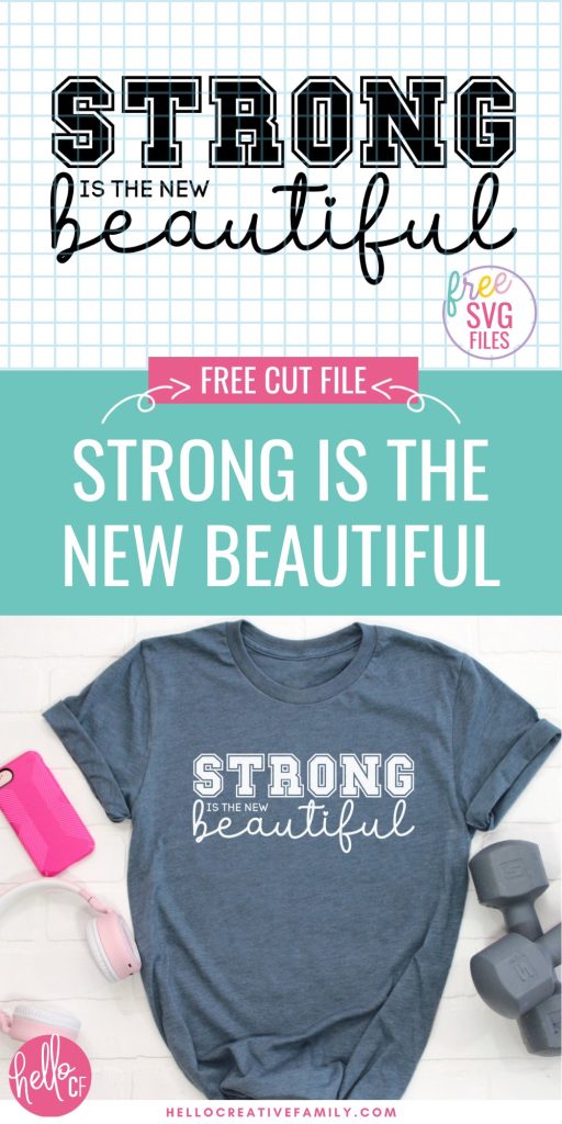 Working out is about so much more than the number on the scale! Download our Strong Is The New Beautiful SVG along with 10 Free Gym SVG Files that you can use to make gym gear using your Cricut cutting machine!