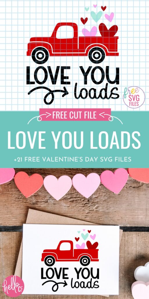 We've got Valentine Cricut Crafts galore in this post with 21 free Valentine's Day SVG Files! From paper crafts, to shirts, to throw pillows we've got you covered with a ton of Valentine's Day ideas! Includes a Vintage Truck Loads Of Love Valentine's Day SVG file. 