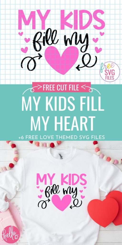 It's the season of love! Get ready for Valentine's Day with 6 free love themed SVG Files that you can use to make Valentine's Day crafts with your Cricut cutting machine! Includes My Kids Fill My Heart SVG.