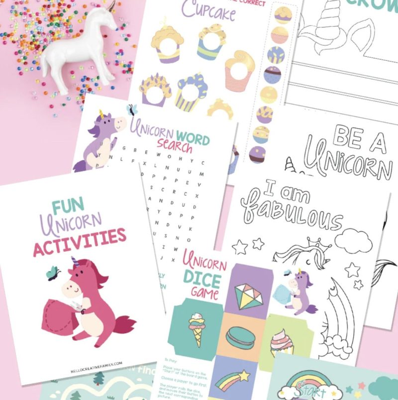 Unicorn Printable Activities Bundle For Kids