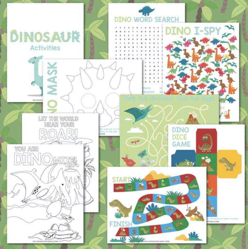 Dinosaur Printable Activities Bundle For Kids