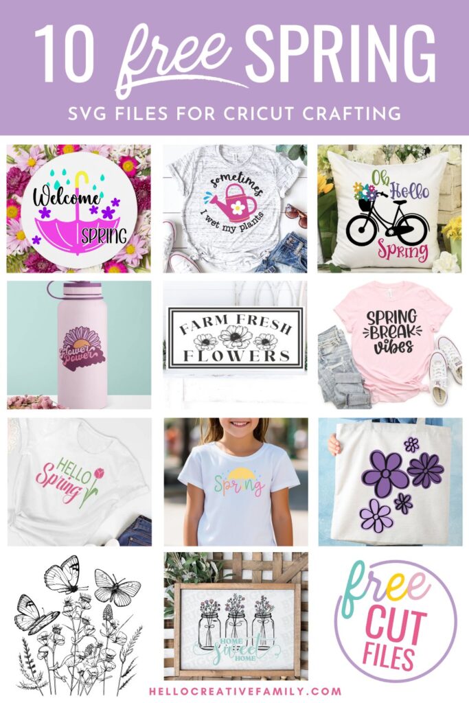 Spring is in the air and we are welcoming it with open arms with 10 Free Spring SVG Files! Use these cut files to make Spring Cricut Crafts with your Cricut cutting machine! Includes a Welcome Spring SVG for making a welcome sign for your front door!