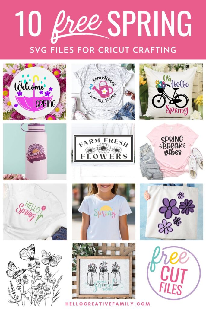 Spring is in the air and we are welcoming it with open arms with 10 Free Spring SVG Files! Use these cut files to make Spring Cricut Crafts with your Cricut cutting machine! Includes a Welcome Spring SVG for making a welcome sign for your front door!