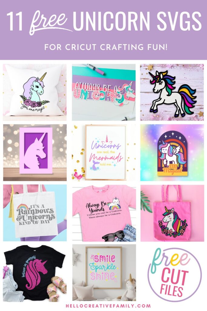 Add a touch of magic to your Cricut projects with 11 free unicorn SVG Cut files! Perfect for unicorn lovers, these designs are easy to download and use. Start your magical Cricut projects now! Perfect for Unicorn birthday parties, unicorn decor, unicorn shirts and so much more!
