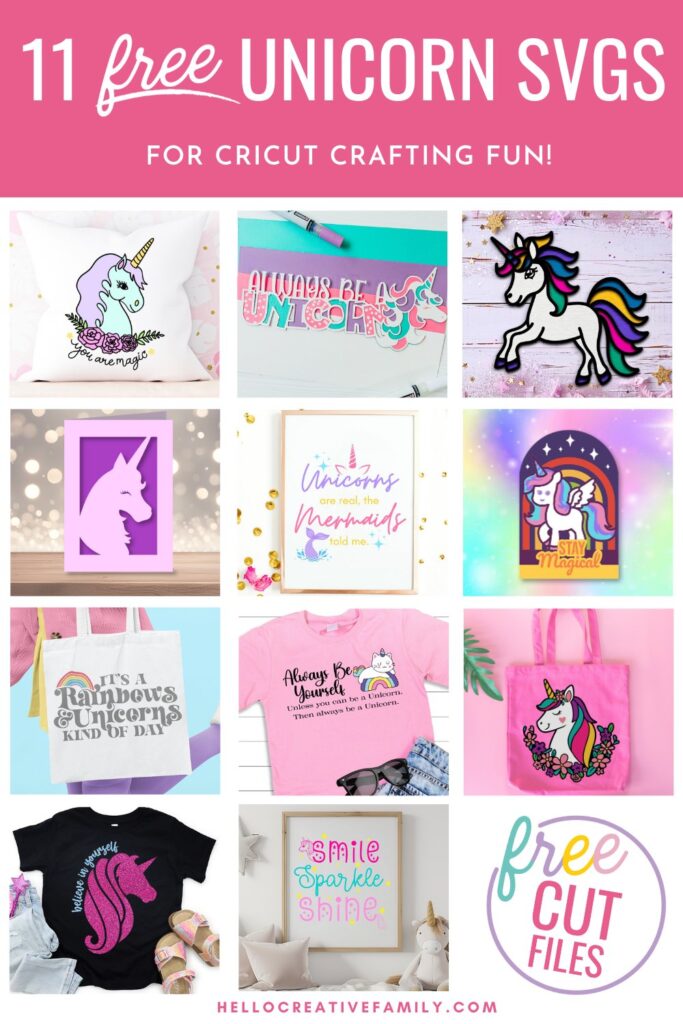 Add a touch of magic to your Cricut projects with 11 free unicorn SVG Cut files! Perfect for unicorn lovers, these designs are easy to download and use. Start your magical Cricut projects now! Perfect for Unicorn birthday parties, unicorn decor, unicorn shirts and so much more!