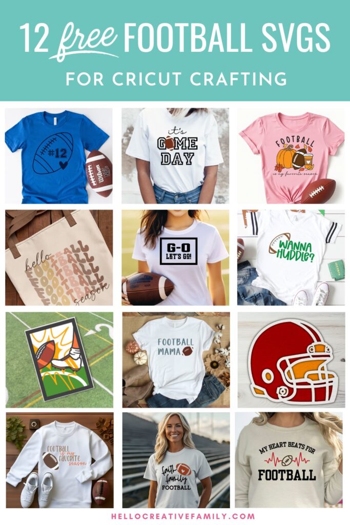 Get game day ready with these 12 free Football SVG Files and your Cricut Cutting Machine! Use to make all your game day gear including shirts, hoodies, mugs, tote bags and more! Includes a football with heart that you can put your favorite player's number in!