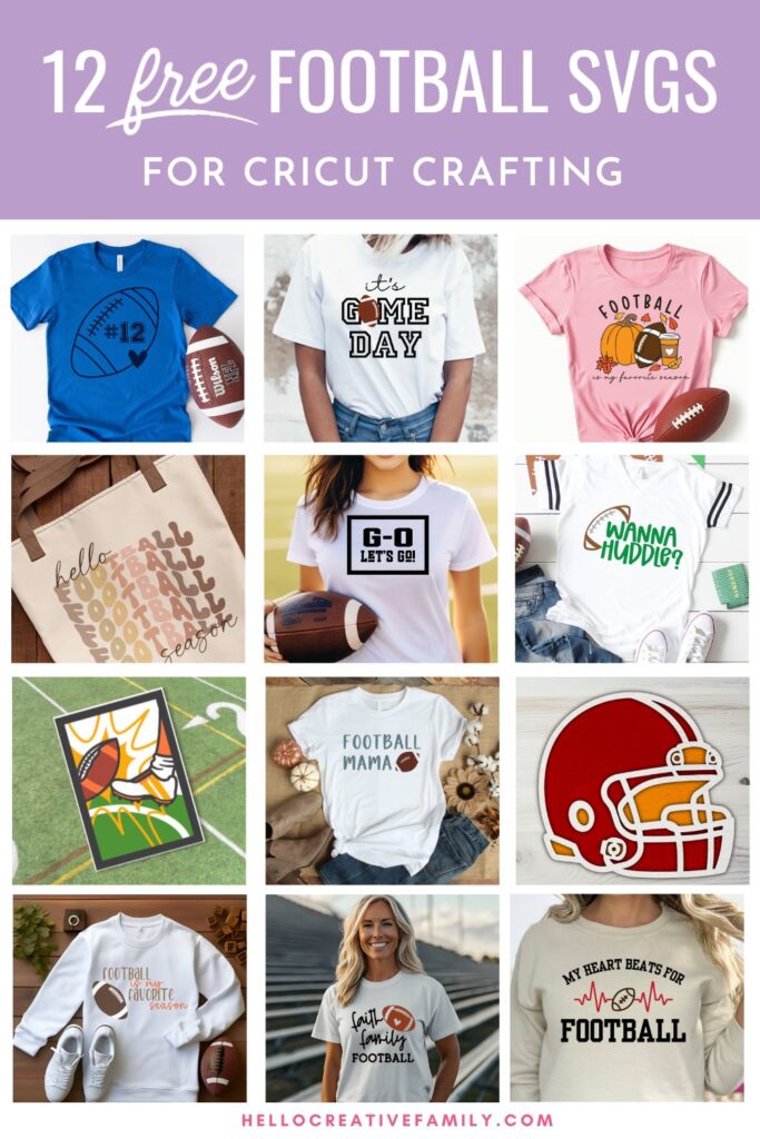 Get game day ready with these 12 free Football SVG Files and your Cricut Cutting Machine! Use to make all your game day gear including shirts, hoodies, mugs, tote bags and more! Includes a football with heart that you can put your favorite player's number in!