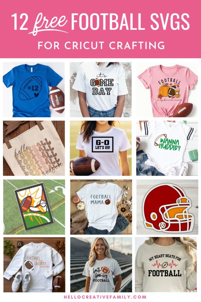 Get game day ready with these 12 free Football SVG Files and your Cricut Cutting Machine! Use to make all your game day gear including shirts, hoodies, mugs, tote bags and more! Includes a football with heart that you can put your favorite player's number in!