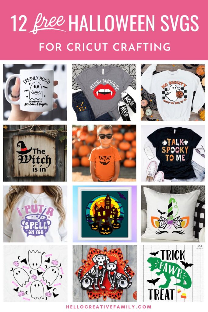 Download 12 Free SVG Cut Files for Halloween Cricut Crafts! These spooky designs are perfect for creating decorations, costumes, trick or treat bags, mugs, shirts and more. Download your free files and start crafting today! Includes an adorable coffee ghost that reads Freshly Boo'd. Served With Scream and Sugar.